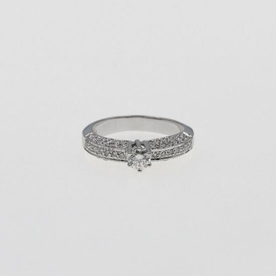 Εικόνα της Λευκόχρυσο K18 Δαχτυλίδι με Διαμάντια