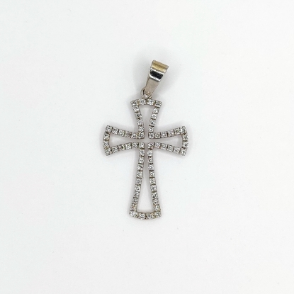 Εικόνα της Λευκόχρυσός K14 Σταυρός με Διαμάντια