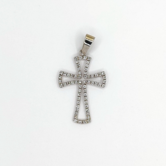 Εικόνα της Λευκόχρυσός K14 Σταυρός με Διαμάντια