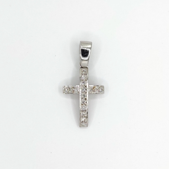 Εικόνα της Λευκόχρυσός K18 Σταυρός με Διαμάντια