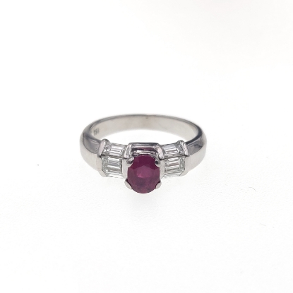 Εικόνα της Diamond White Gold K18 Ring with Rubin